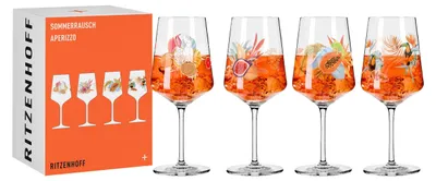 Aperitifglas Set 4er – 500 ml – Kristallglas – Tropisches Design