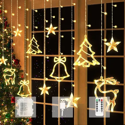 LED Sterne Lichtgordijn 3,5 m, Timer, 8 Modi, warmweiß