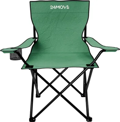 Produktbild von 24MOVE® Campingstuhl Faltstuhl, grün, mit Getränkehalter und Tragetasche Outdoor, faltbar max. 100kg, Anglerstuhl, Polyester