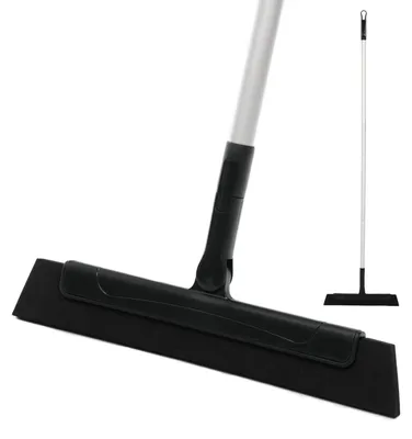 Productafbeelding van CLEANLY Vloertrekker met Steel 130 cm - Vloerwisser Badkamer en Trekker Douche - Douchewisser - Watertrekker - Breedte 34 cm - Zwart, Grijs