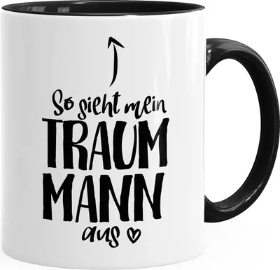 Produktbild von Kaffee-Tasse So sieht mein Traummann aus Spruch Geschenk Liebe Valentinstag Mann Freund MoonWorks® schwarz unisize