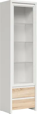 Produktbild von Vitrine Soren mit 2 Schubladen und 1 Tür, Holzoptik und Weiß, 200.5cm