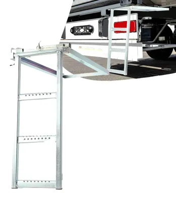Obrázok produktu pre Skladací rebrík, nerezová oceľ 304, 75 x 72,5 x 35 cm, nosnosť 300 kg, plošina s 3 stupňami, hmotnosť 6 kg