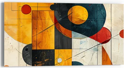 Produktbild von DEQORI Glasbild Echtglas 60x30 cm 'Geometrischer Farbzauber' Wandbild Bild modern Deko
