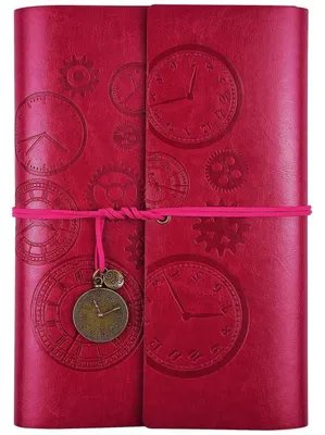 Image de Cahier rechargeable format A5, rose, en simili cuir (PU), avec 160 pages lignées, compartiments et porte-cartes