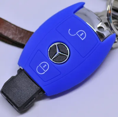 Produktbild von Auto Schlüssel Hülle Silikon Schutz Cover Blau kompatibel mit Mercedes Benz Sprinter W906 E C-Klasse 2 Tasten Smartkey