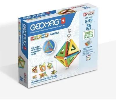 Immagine prodotto di Magnetic construction set - GEOMAG - Supercolor Panels Recycled 35 pieces - Recycled plastic - 3D - Educational