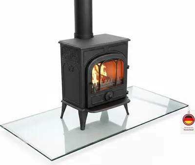 Produktbild von HOOZ Funkenschutzplatte – ESG Sicherheitsglas 6 mm, rechteckige Bodenschutz Glasplatte mit Facettenschliff, hitzebeständig bis 300 °C, Klar 100x50 cm