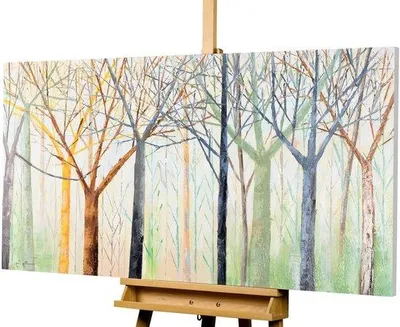 Obrázek produktu pro Ručně vyrobené umělecké dílo – dekorace do obývacího pokoje – 140 x 70 cm – vícebarevné, zelené