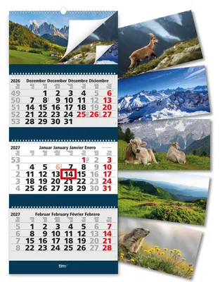 Produktbild von Timr 3-Monatskalender 2027 Spiralbindung I Motiv Berge I tr453