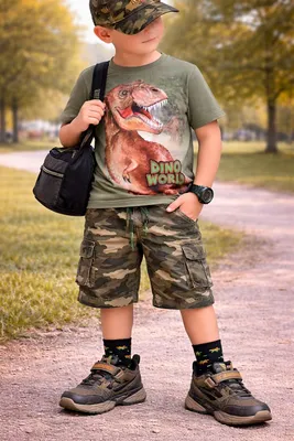 Produktbild von 99248 Dino Welt Jungen T-Shirt Grün Gr. 98 – 100% Baumwolle – Kurzarm Kinder Shirt mit Dinosaurier-Motiv