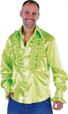 Produktbild von M213221-22-XL hell-grün Herren Rüschenhemd Discohemd Gr.XL=60