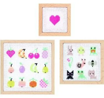 Produktbild von Stickpackung Gezählter Kreuzstich, Pixel Art, 3er Set