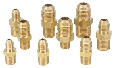 Image de Raccord en cuivre pour tube - Adaptateur conique SAE 45° - Filetage externe - Pour tube de 3 mm - Haute pression ≥ 850 kPa - Type de filetage 17 - Couleur cuivre