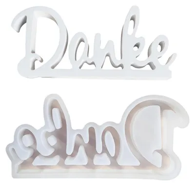 Immagine prodotto di Stampo in silicone con scritta "Grazie", adatto per la colata di gesso, resina epossidica e cera