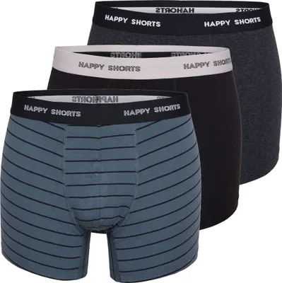 Produktbild von Happy Shorts Herren Retro Boxer 3-Pack Trunks - Stripes - Größe S