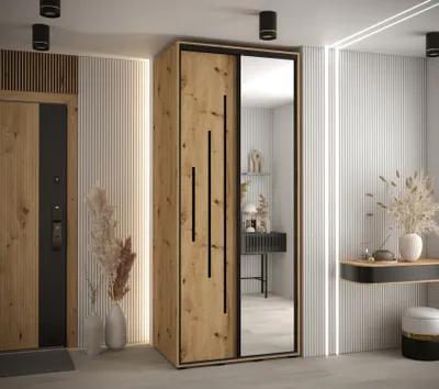 Produktbild von Kleiderschrank ASIRI 13 - 120/60 cm, Artisan-Eiche / Schwarz