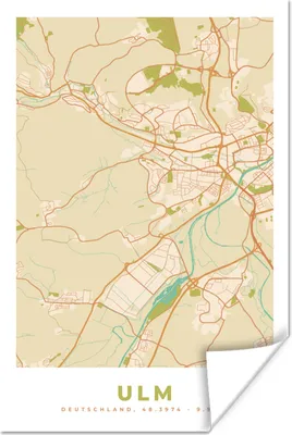 Produktbild von MuchoWow® Poster Ulm - Karte - Vintage - Stadtplan 20x30 cm - Papierdruck