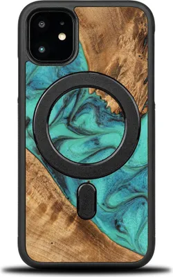 Obrázek produktu pro Dřevěné pouzdro Bewood iPhone 11, tyrkysové MagSafe