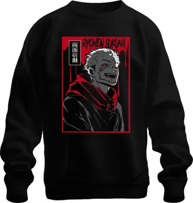 Produktbild von Ryomen Sukuna Jujutsu Kaisen Dämon Rot Schwarz Anime Ästhetik Uni Sweatshirt Pullover, Schwarz, XXL