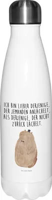 Produktbild von Mr. & Mrs. Panda Wasserflasche Murmeltier - Weiß - Geschenk, Thermosflasche, Trinkflasche, Freundlichkeit, trinkflaschen, Fröhlichkeit, Edelstahlflasche, Lustige Sprüche