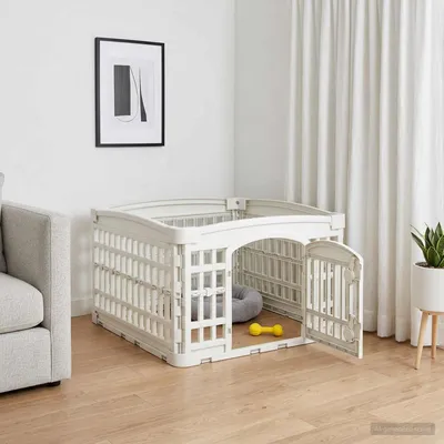 Produktbild von 4-Panel Hundelaufstall 63 x 63 x 40 cm Kunststoff Weiß Klappbar - Treppenschutzgitter c2510