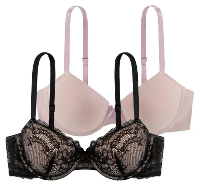 Immagine prodotto di DORINA Confezione doppia di reggiseni T-shirt, modello Chloe D17180 (taglia reggiseno: 95 C / colore: nero/rosa)