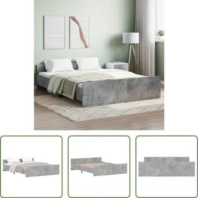 Produktbild von The Living Store Bettgestell mit Kopf- und Fußteil Betongrau 150x200 cm