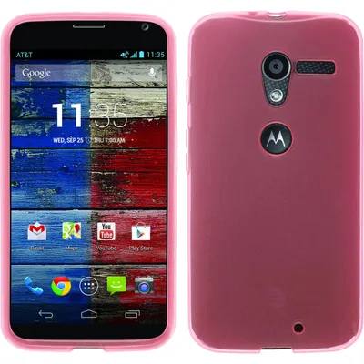 Produktbild von PhoneNatic Case kompatibel mit Motorola Moto X - rosa Silikon Hülle transparent + 2 Schutzfolien