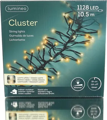 Produktbild von Lumineo LED Lichterkette Cluster schwarz 10,5 Meter 1128 Lichter - warmweiß / klassisch warm