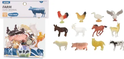 Obrázok produktu pre Sada 12 figúrok zvierat z farmy, 10 cm, Wiky