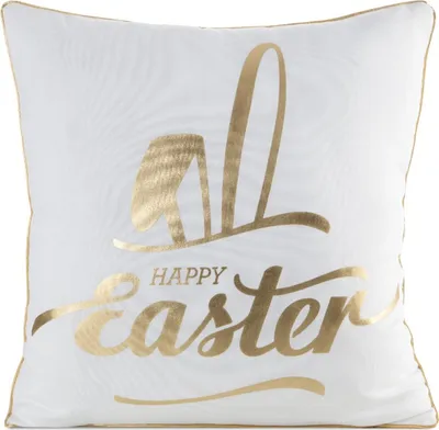 Produktbild von EUROFIRANY | Kissenhüllen - WIOSNA41 - 45x45 cm - Zierkissen mit Hasenohren - Eleganter Golddruck