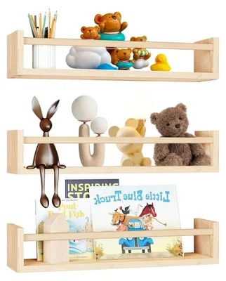 Immagine prodotto di Omgoods - Scaffale da parete sospeso in legno, ideale per bambini e per la cucina