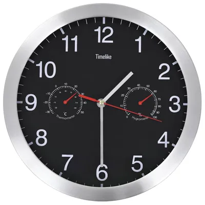 Produktbild von vidaXL Wanduhr mit Quarzwerk, Hygrometer und Thermometer 30 cm Schwarz