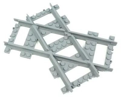 Productafbeelding van Trixbrix Kruising 45 graden links, 2x – rails voor LEGO® City trein, accessoires compatibel met klemblokjes