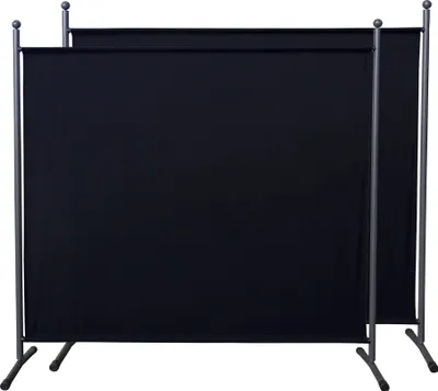 Produktbild von 2 Stück Paravent 180 x 178 cm Schwarz - Raumteiler Stellwand Blickdicht Innen & Außen - Garten & Balkon Sichtschutz Trennwand