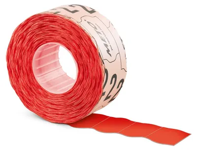 Image de METO 9506165 METO Preisetiketten leuchtrot permanent 26,0 x 12,0 mm, 6 Rollen