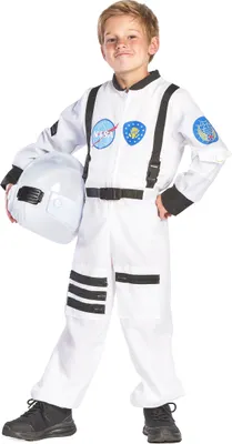Productafbeelding van Astronauten-kinderkostuum, ruimtevaartkostuum, wit-zwart - maat 110-122 (4-6 jaar)