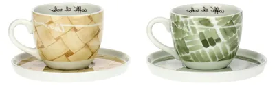 Produktbild von Frühstückstassen-Set aus Porzellan mit Untertasse, 2 Stück