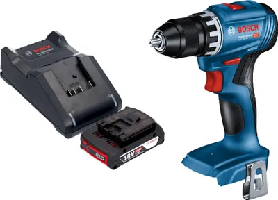 Obrázok produktu pre Bosch GSR 18V-45 Profesionálny akumulátorový vŕtací skrutkovač 18 V 45 Nm bez kefiek + 1x akumulátor 2,0 Ah + nabíjačka