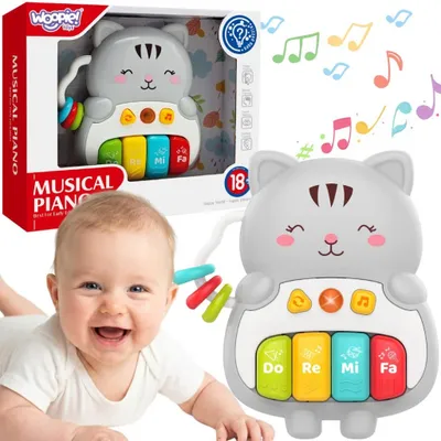Produktbild von WOOPIE BABY Interaktives Klavier-Spielzeug, Katzen-Design, Musikinstrument mit Tönen und Lichtern, ab 18 Monaten