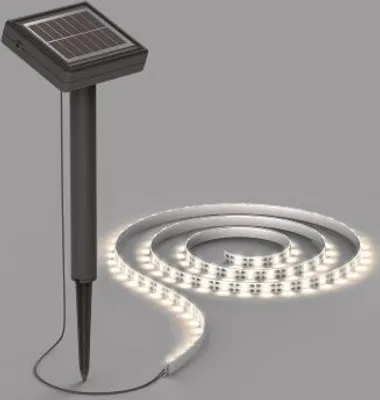 Immagine prodotto di Striscia luminosa solare a LED 3m con sensore crepuscolare Striscia a LED cella solare picchetto a terra IP44 illuminazione esterna in tubo di silicone luce bianco caldo [classe energetica A+]