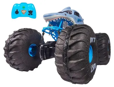 Produktbild von Monster Jam , offizieller ferngesteuerter Gelände-Monster Truck Mega Megalodon, Maßstab 1:6, Kinderspielzeug für Jungen und Mädchen, Monstertruck, 4 Jahr(e), AAA, Schwarz, Blau