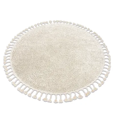 Obrázek produktu pro Kulatý koberec BERBER 9000, krémový - střapce, Berber, Maroko, Shaggy béžový kruh PRŮMĚR 120 cm