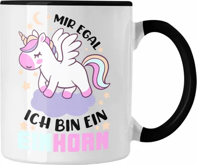 Produktbild von Trendation - Mir Egal Ich Bin Ein Einhorn Tasse (Schwarz)