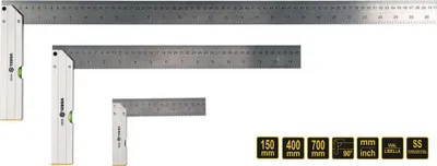 Image de Equerre de menuisier Equerre de menuisier avec niveau à bulle mm 90° différentes longueurs, longueur:set 150mm/400mm/700mm