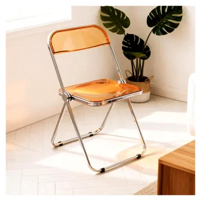 Produktbild von Transparenter Acryl Klappstuhl, Moderner Klappstuhl für Esszimmer, Küche und Balkon, Stapelbar und Platzsparend