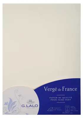 Immagine prodotto di Carta Verge A4 160g/mq PU=50 fogli bianchi