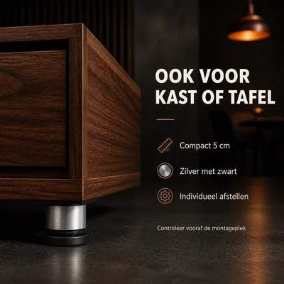 Productafbeelding van JustValue Verstelbare Bankpoten - Set van 8 - Metaal - 5 cm - Zilver