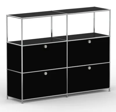 Produktbild von Hochschrank, 2 offene Fächer, 4 Klappen, Breite 152 cm, Schwarz